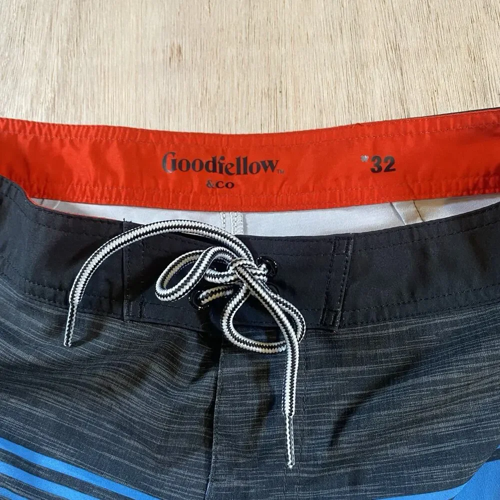 Goodfellow Mens Multicolor Drawstring Surf Board Shorts Swim Trunks Size 32